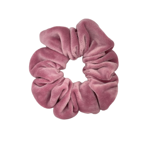 Oud roze velvet scrunchie
