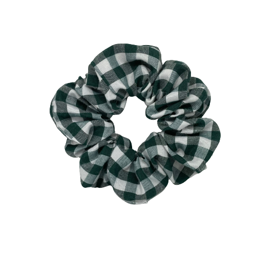 Donkergroene ruiten scrunchie