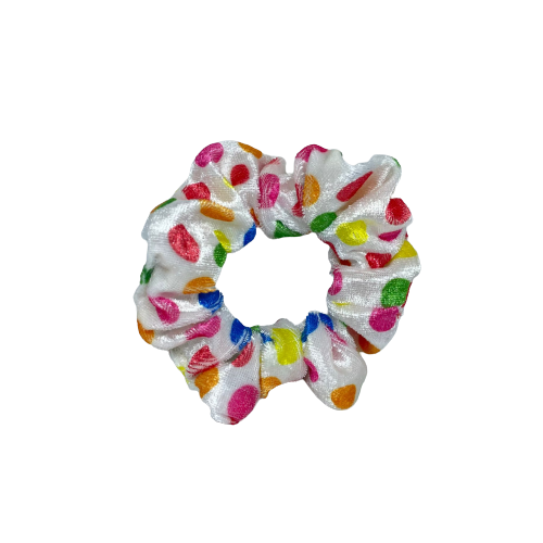 Regenboog stippen kids scrunchie