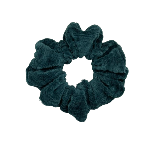 Blauwgroene velvet strepen scrunchie