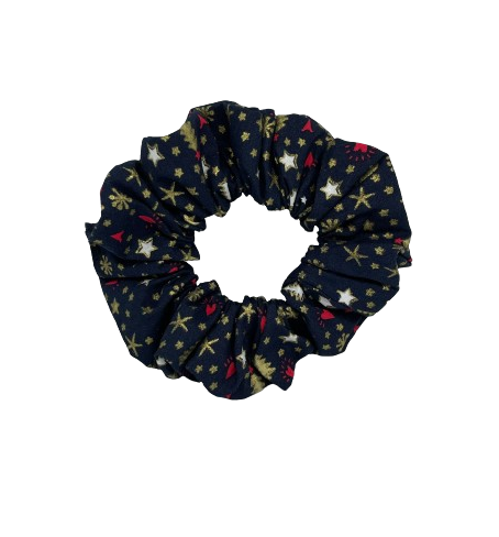 Donkerblauwe kerst scrunchie