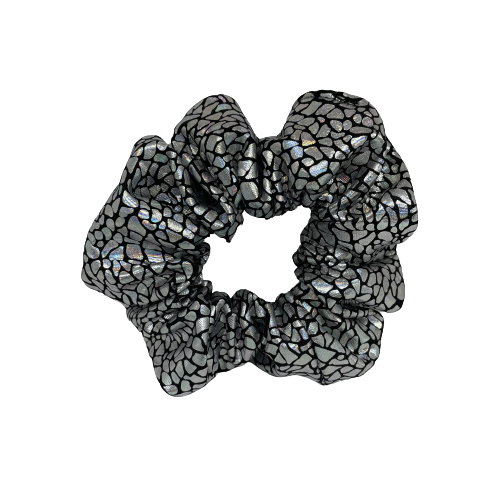 Zilveren print kids scrunchie