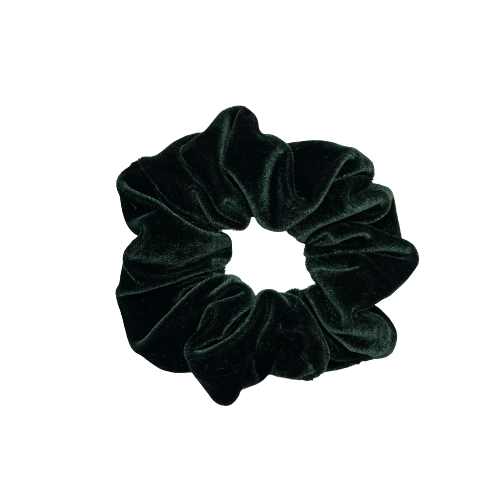 Donkergroene velvet scrunchie