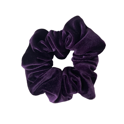 Paarse velvet scrunchie